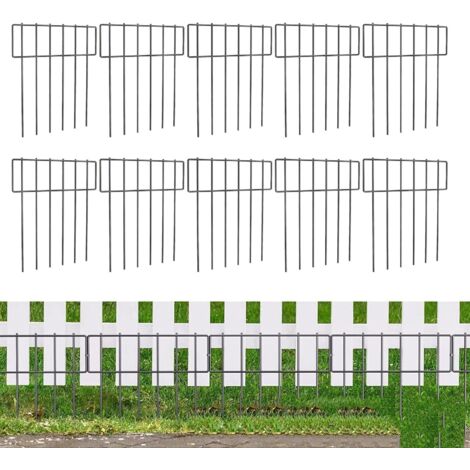 Lot de 10 clôtures barrières pour animaux, jardin décoratif 43x33 cm, piquets antirouille, chien et lapin