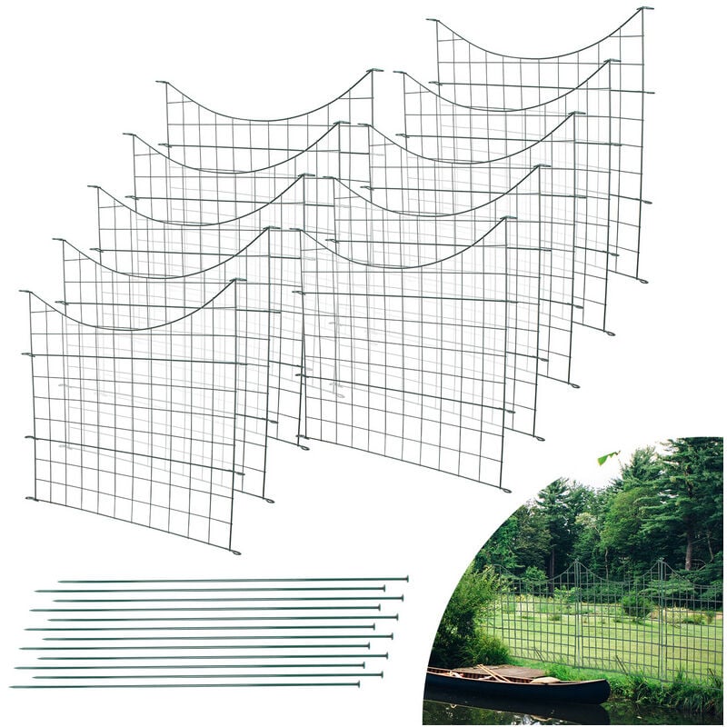 Lot de 10 clôtures de jardin en métal avec 22 éléments de clôture Arche Inférieure