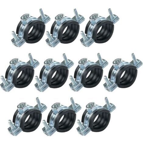 Lot de 10 Collier isophonique -support fixation avec joint - pour tuyau Ø 3/4'' 26-30mm - en acier zingué - à visser М8/М10