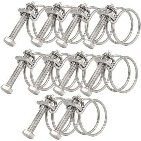 Lot de 10 colliers de serrage à double fil de 36 à 40 mm, colliers de serrage en acier inoxydable 201, fixation universelle pour tuyau de plomberie