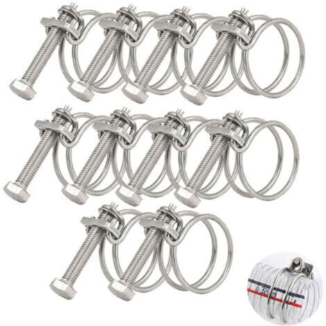 Lot de 10 colliers de serrage à double fil de 36 à 40 mm, colliers de serrage en acier inoxydable 201, fixation universelle pour tuyau de plomberie, anneau de tuyau réglable