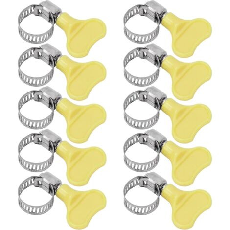 Lot de 10 colliers de serrage avec poignée, 16  25 mm, colliers de serrage réglables en acier inoxydable pour tuyaux d'eau, plomberie, gaz, connexions flexibles