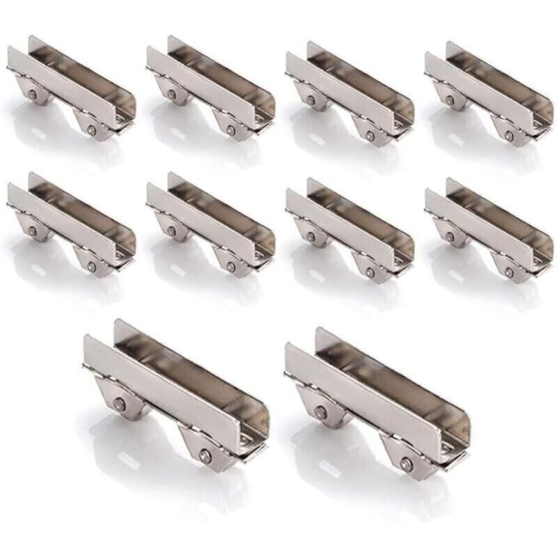 Lot de 10 colliers de serrage de roue de porte coulissante en acier inoxydable pour porte coulissante de vitrine de 6 mm d'épaisseur, largeur fendue
