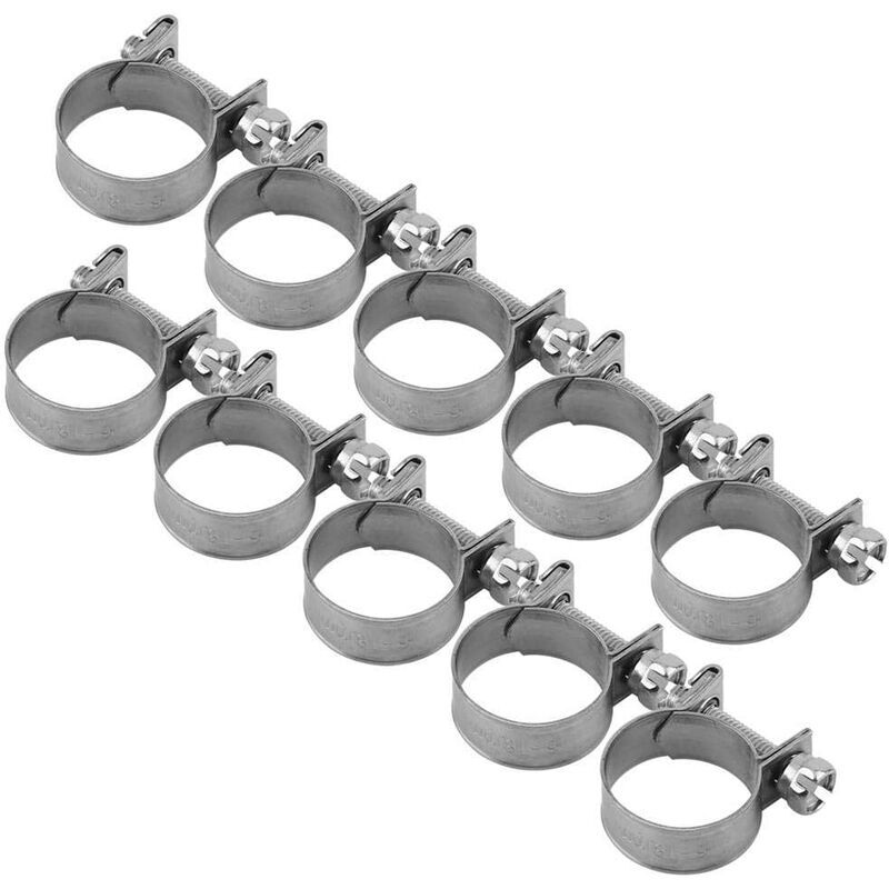 Start - Lot De 10 Colliers De Serrage En Acier Inoxydable Très Résistants Pour Tuyau De Carburant 6 mm-20 mm Taille En Option Pour Plomberie (16-18