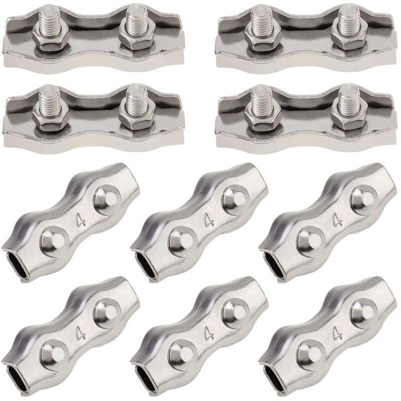 Lot de 10 colliers de serrage M4 Duplex à 2 montants, en acier inoxydable 304 pour serre-câble à double boulon de 0,3 cm de diamètre