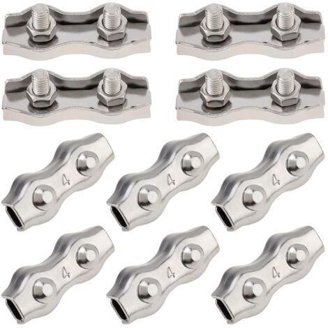 Lot de 10 colliers de serrage M4 Duplex à 2 montants, en acier inoxydable 304 pour serre-câble à double boulon de 0,3 cm de diamètre