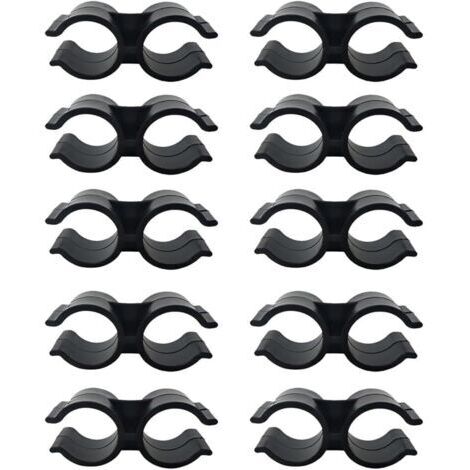 Lot de 10 Colliers de Serrage Plastique PVC, Collier Serrage Tuyau Doubles pour étagère, Connecteur de Chaîne, Panneaux de Clôture, Accessoires de Fixation, Noir
