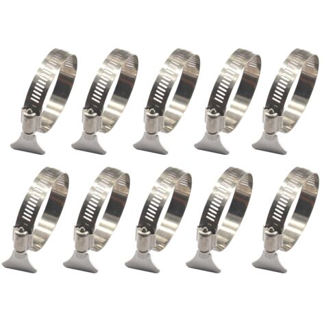 Lot de 10 colliers de serrage réglables en acier inoxydable 304 21-38 mm