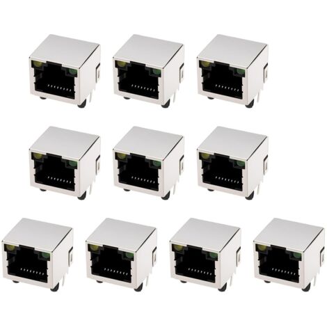 Lot de 10 Connecteur RJ45 8 Broches 12 V Montage PCB 90° Avec LED Pour Appareil Électroménager Et Produit Numérique