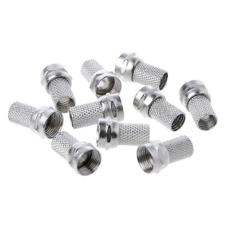Lot de 10 connecteurs 75-5 F à visser pour câble coaxial RG6 d'antenne TV satellite.