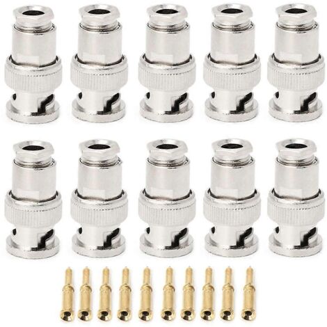 Lot de 10 connecteurs BNC mâles RG58 pour câble coaxial de sécurité CCTV.