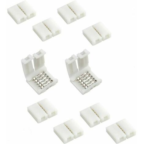 Lot de 10 connecteurs de bande LED RGBW à 5 broches de 10 mm de large pour bande LED sans soudure pour rubans LED SMD 5050 RGBW RGBWW