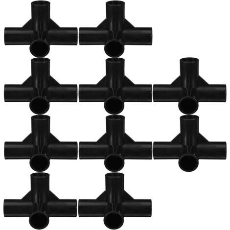 Lot de 10 connecteurs d'étagère de penderie en plastique noir de 16 mm, coudés à 90°.