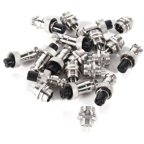 Lot de 10 connecteurs GX12 3 broches 12 mm pour aviation (mâle/femelle) à douille métallique