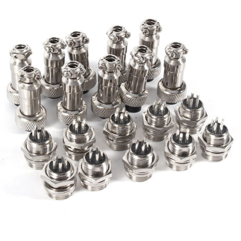 Lot de 10 connecteurs GX12 5 broches 12 mm pour aviation (mâle/femelle) à douille métallique
