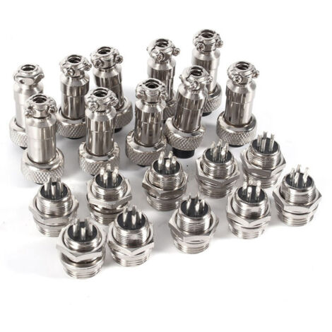 Lot de 10 connecteurs GX12 5 broches 12 mm pour aviation (mâle/femelle) à douille métallique
