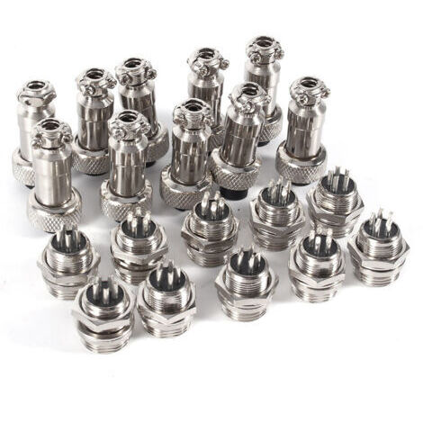 Lot de 10 connecteurs GX12 5 broches 12 mm pour aviation (mâle/femelle) à douille métallique