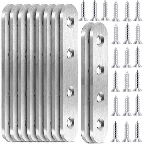 Lot de 10 connecteurs plats en acier inoxydable - Pour la construction en bois dur et les balustrades en bois dur
