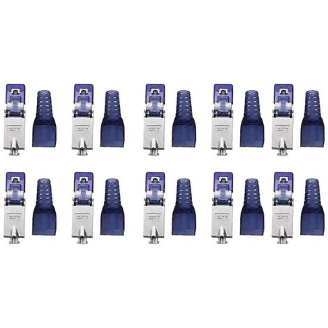 Lot de 10 connecteurs RJ45 CAT7 sans outil de sertissage, calibre 23/24 AWG, A