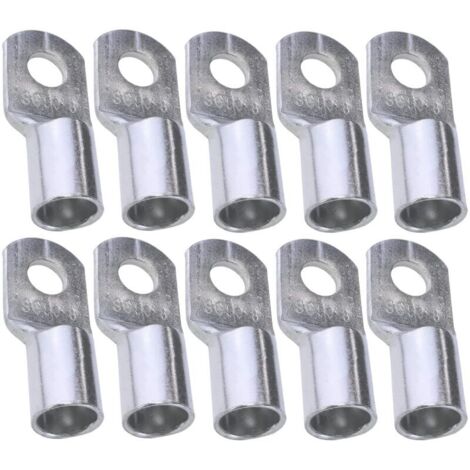 Lot de 10 cosses électriques à œillet tubulaire Ø8mm Non isolées Alliage de cuivre Pour conducteurs jusqu'à 50mm² Serrage rapide
