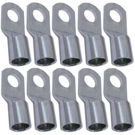 Lot de 10 Cosses Electriques à Oeillet Tubulaire - Oeil - Ø8mm - Non Isolées - pour Conducteur 35mm² - Connecteur de Fil El