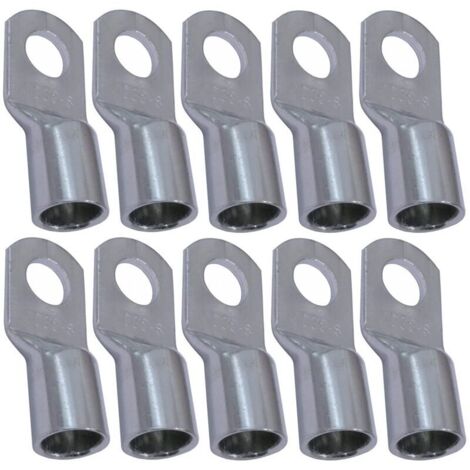 Lot de 10 cosses électriques non isolées à œillet – Ø8mm – Conducteur 35mm² – Alliage de cuivre – Montage par sertissage