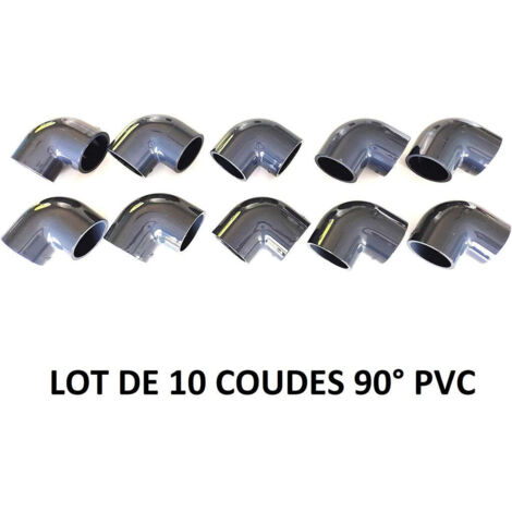 Lot de 10 Coudes 90 degrés 40mm PVC Pression PN16 Piscine évécuation et arrosage 4cm 40mm
