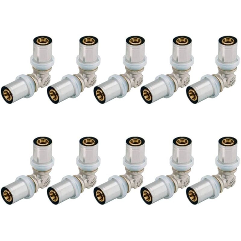 Lot de 10 Coudes 90 degrés multicouche à sertir D20 RBM profil th-h-u-b-f