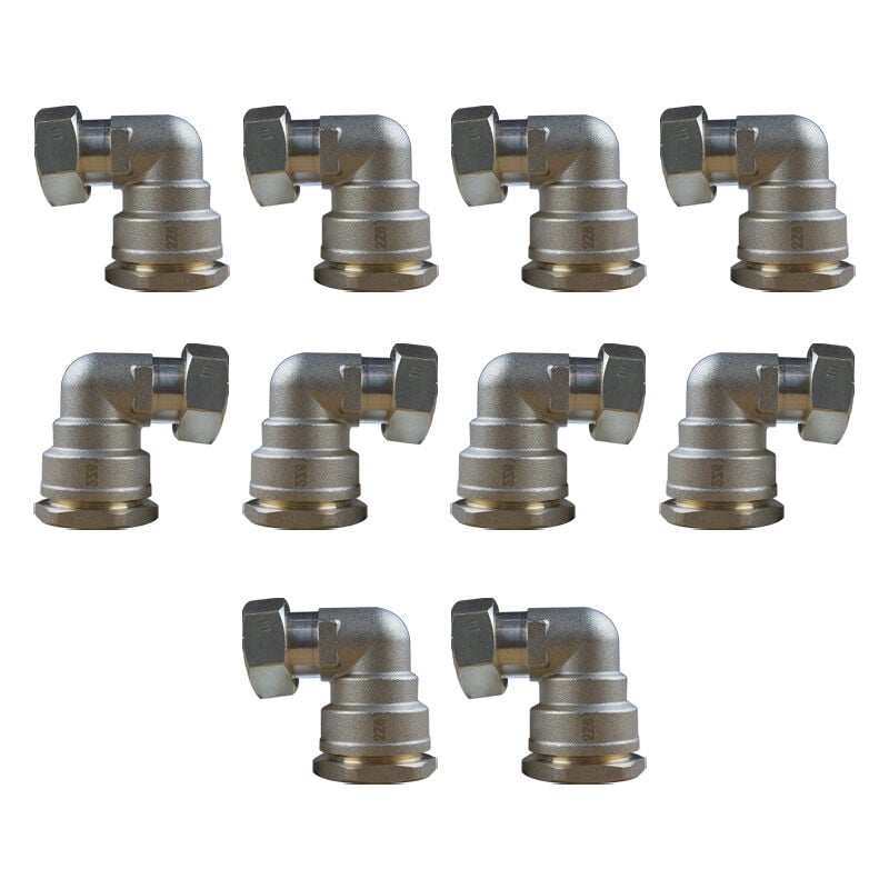 Lot de 10 Coudes laiton droit pehd Ø25 Femelle écrou libre 3/4' (20/27) - acs 16 Bars Arco