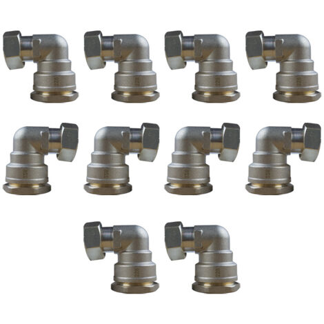 Lot de 10 Coudes laiton droit PEHD Ø25 Femelle écrou libre 3/4" (20/27) - ACS 16 Bars - Arco