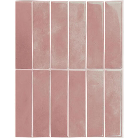 Lot de 10 crédences adhésives pour cuisine, salle de bain, carrelage mural, rose
