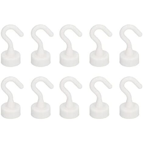 Lot de 10 Crochet Aimanté, Crochets Magnétiques blancs en ABS robuste pour réfrigérateur et micro-ondes 5,1 kg -