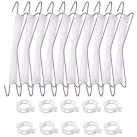 Lot de 10 crochets à tomates avec corde de nylon et fer (10m + 20 boucles) - Serres verticales pour légumes