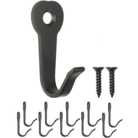 Lot de 10 crochets classiques pour vestiaires, crochets en fer, crochets métalliques, crochets pour photos, style vintage maison de campagne rétro, 39 x 22 mm, noir
