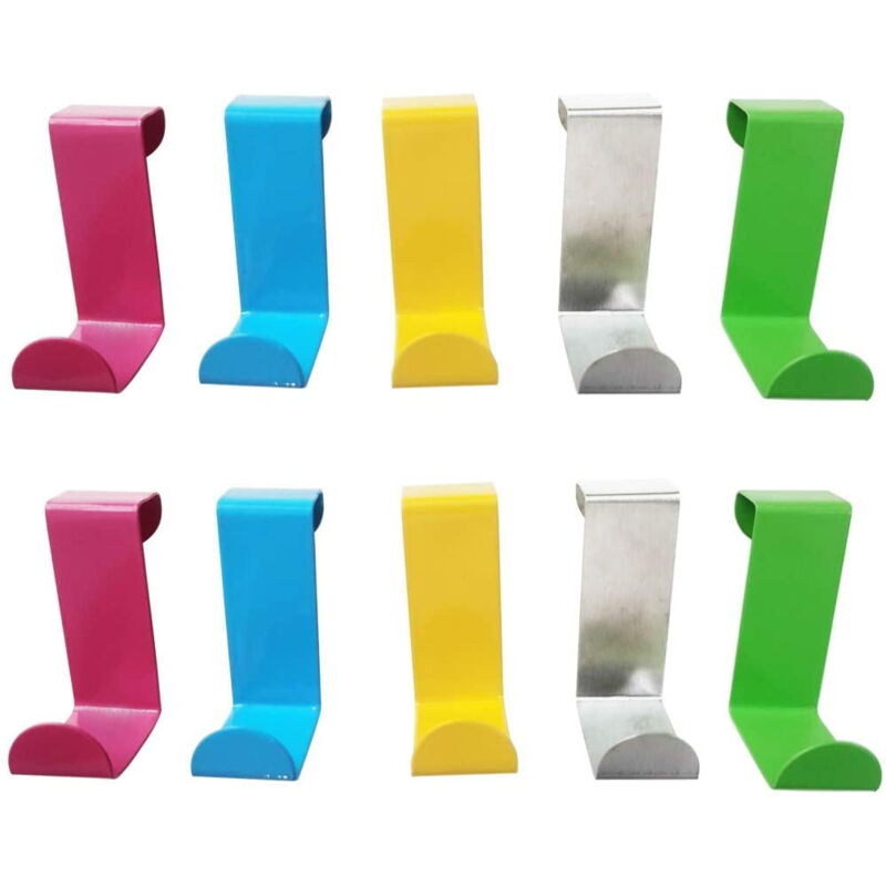 Feiyue - Lot de 10 crochets de porte de chaise, crochets de porte de placard, crochets de serviette réversibles, crochets multifonctions pour la