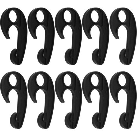 Lot de 10 crochets en plastique noir pour bâche de voiture, crochets pour filet de chargement, filet extensible, support de rangement pour camion