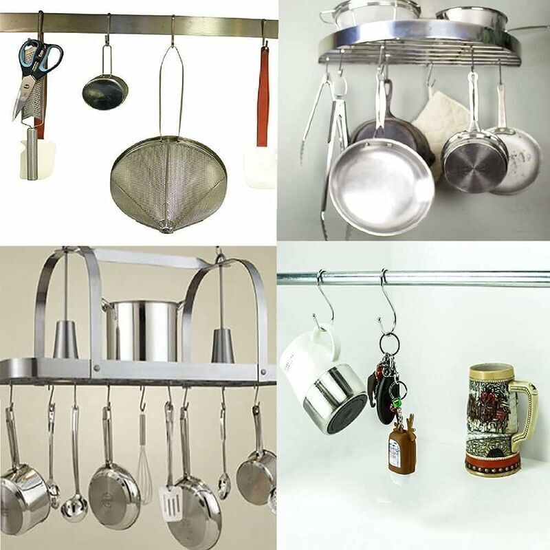 Lot de 10 Crochets en S de Suspension en Acier Inoxydable pour la Batterie de Cuisine ou à Viande Boucher (NO.1)