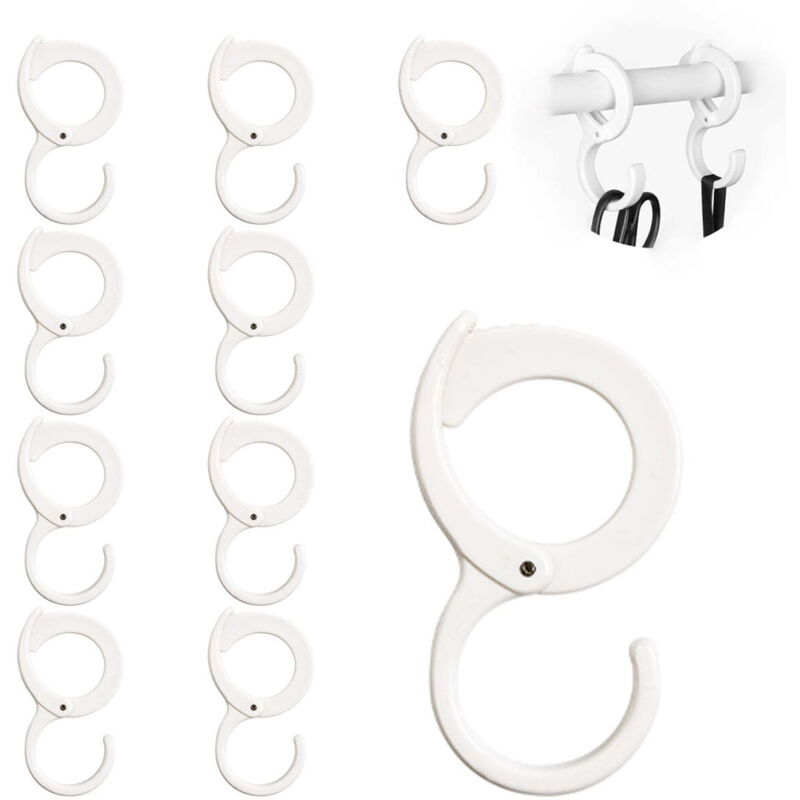 Lot de 10 crochets en S pour bord de table, crochets robustes pour placard, crochets multifonctionnels et réglables en S