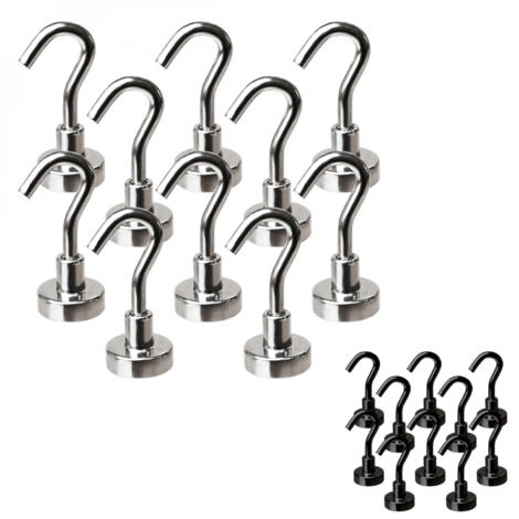 Lot de 10 crochets magnétiques anti-rouille diamètre 3 mm - KN16 - Chromé - Linxor