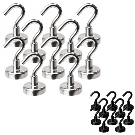 Lot de 10 crochets magnétiques anti-rouille diamètre 4 mm - KN25 - Chromé - Linxor