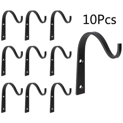 Lot de 10 crochets muraux en fer forgé pour suspendre lanternes, pots de fleurs et vêtements.