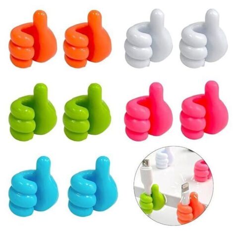 Lot de 10 crochets muraux en silicone pour punaises créatives, crochets muraux multifonctionnels, mini supports de câbles auto-adhésifs-AquaForge