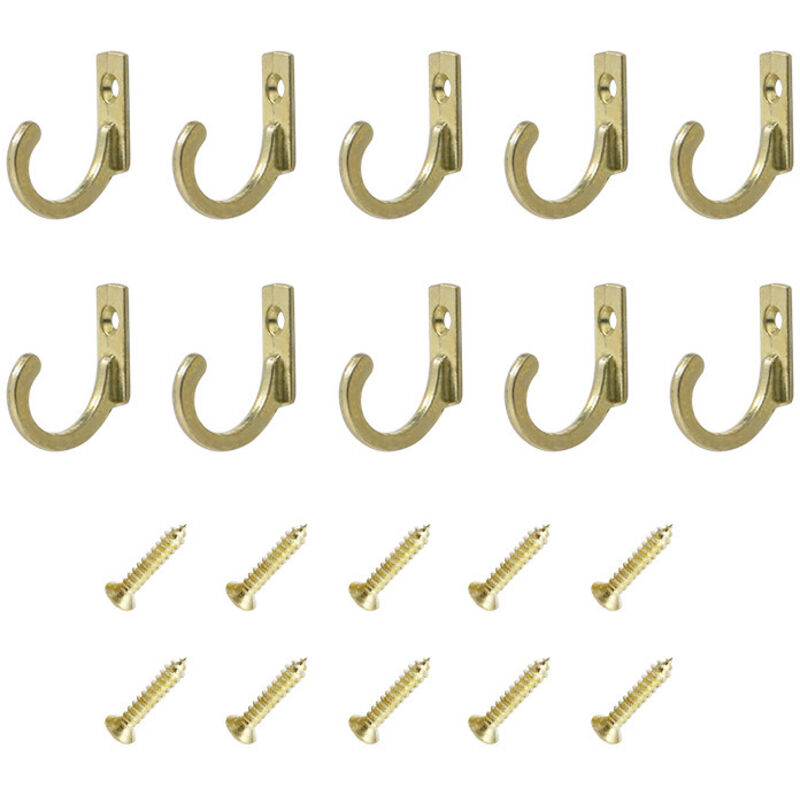 Lot de 10 crochets muraux vintage jaunes avec vis - Petits crochets à vis pour bols, bijoux, sacs, serviettes, salle de bain, cuisine et plus encore