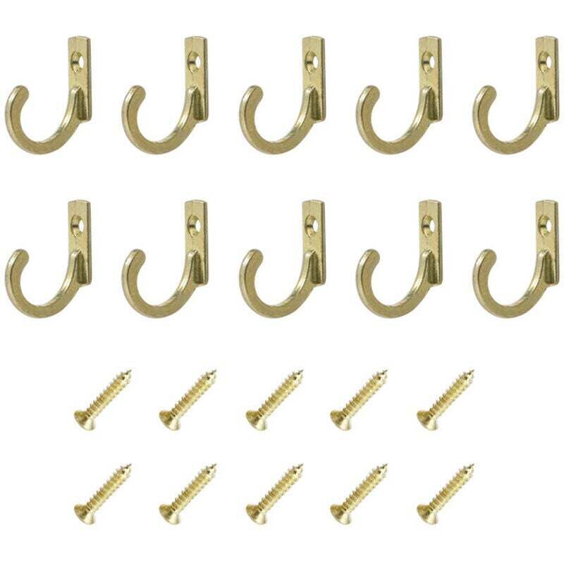 Lot de 10 crochets muraux vintage jaunes avec vis - Petits crochets à vis pour bols, bijoux, sacs, serviettes, salle de bain, cuisine et plus encore