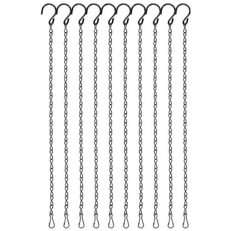 Lot de 10 crochets pour plantes de 50 cm (19,7 pouces) pour paniers suspendus, chaînes de suspension noires