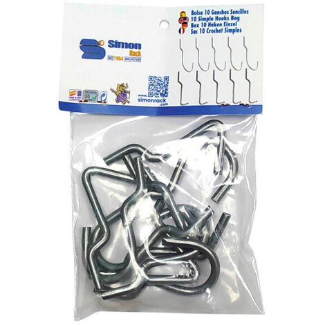Lot de 10 crochets simples B pour fond perforé Simonrack