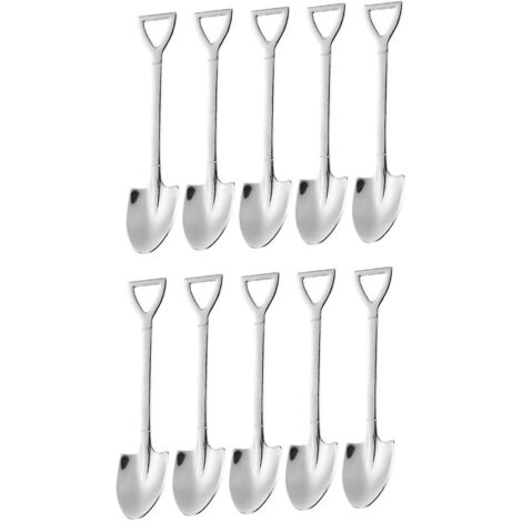 Lot de 10 cuillères à dessert en acier inoxydable en forme de pelle, 15 cm, pour la crème glacée, les fruits, la cuisine à la maison ou au restaurant