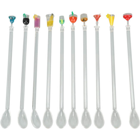 Lot de 10 cuillères mélangeuses en acrylique – Longueur 28 cm – Pour cocktails, café et boissons