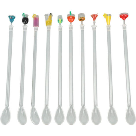 Lot de 10 cuillères mélangeuses en acrylique – Longueur 28 cm – Pour cocktails, café et boissons