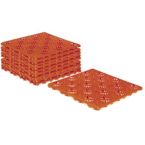 Lot de 10 dalles caillebotis de jardin terracotta 29.5x29.5 CM